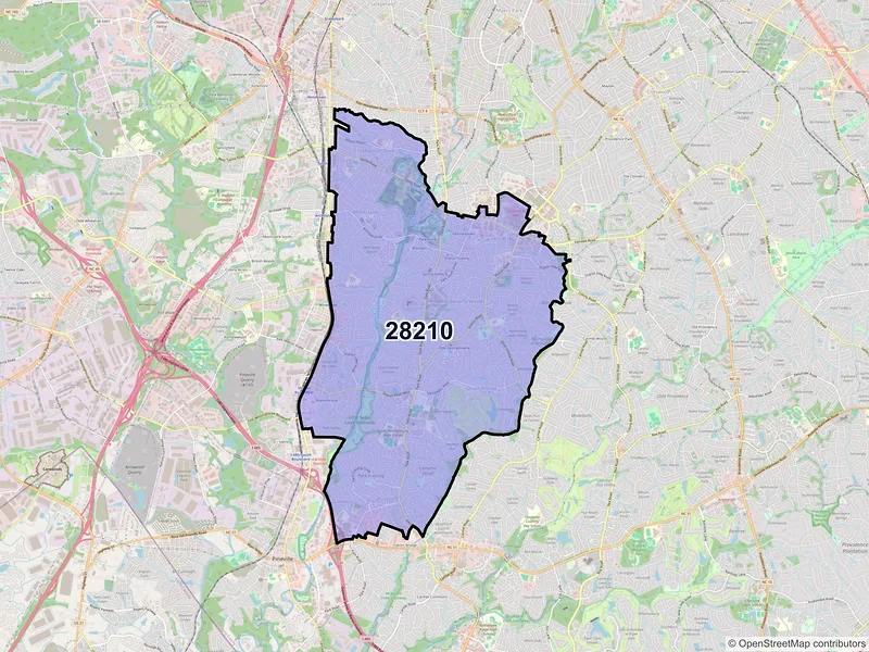 Map of ZIP Code 28210 — Charlotte, NC