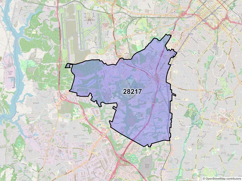 Map of ZIP Code 28217 — Charlotte, NC