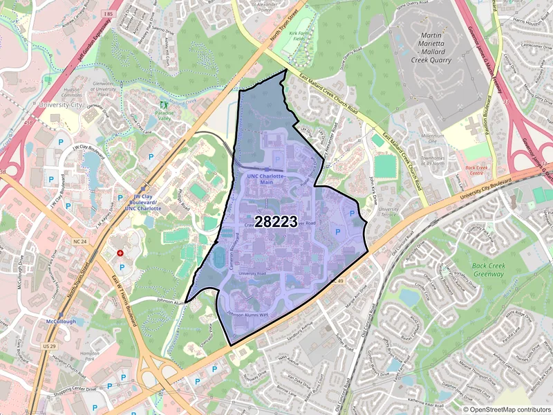 Map of ZIP Code 28223 — Charlotte, NC