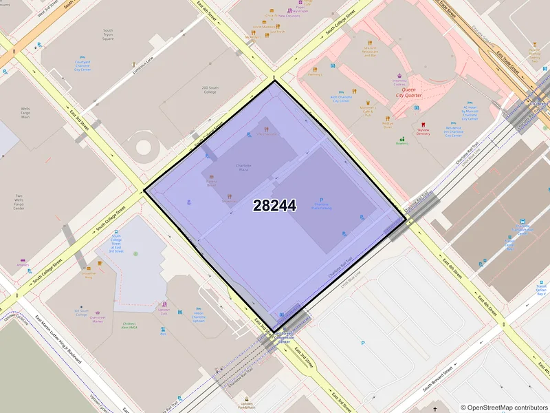 Map of ZIP Code 28244 — Charlotte, NC