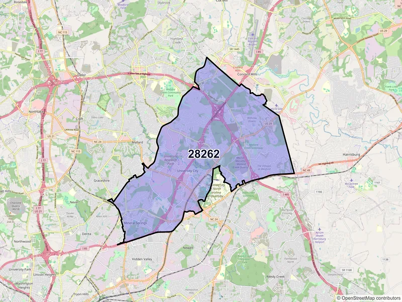 Map of ZIP Code 28262 — Charlotte, NC