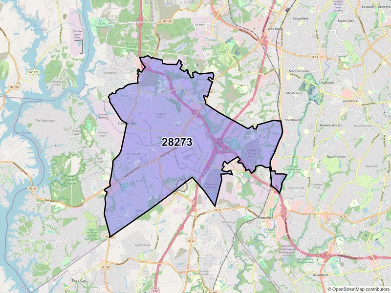 Map of ZIP Code 28273 — Charlotte, NC
