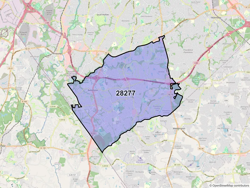 Map of ZIP Code 28277 — Charlotte, NC