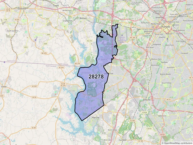 Map of ZIP Code 28278 — Charlotte, NC