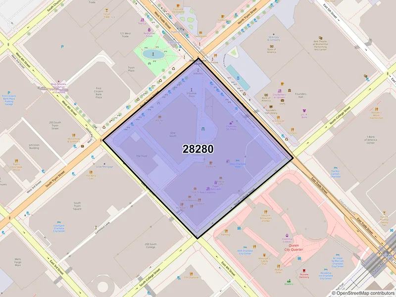Map of ZIP Code 28280 — Charlotte, NC