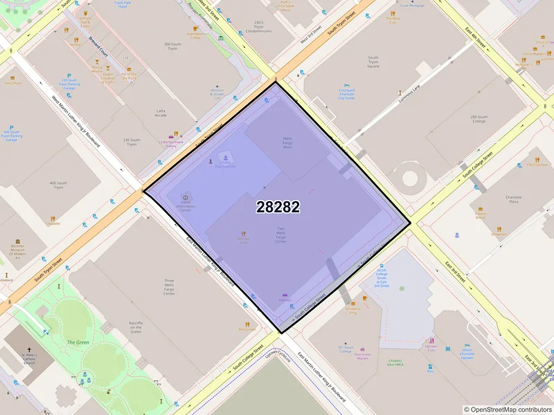Map of ZIP Code 28282 — Charlotte, NC