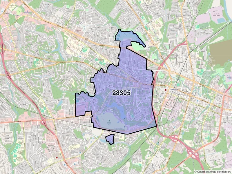 Map of ZIP Code 28305 — Fayetteville, NC