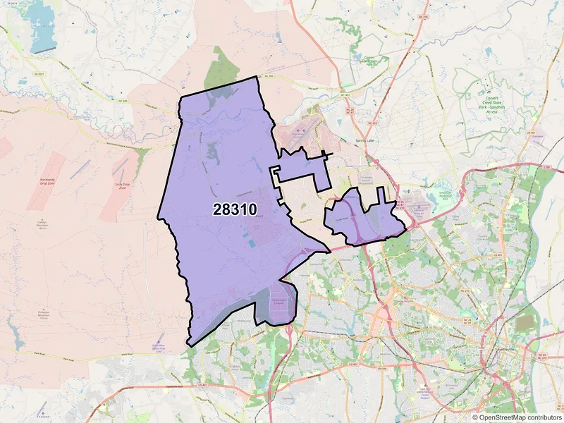 Map of ZIP Code 28310 — Fort Bragg, NC