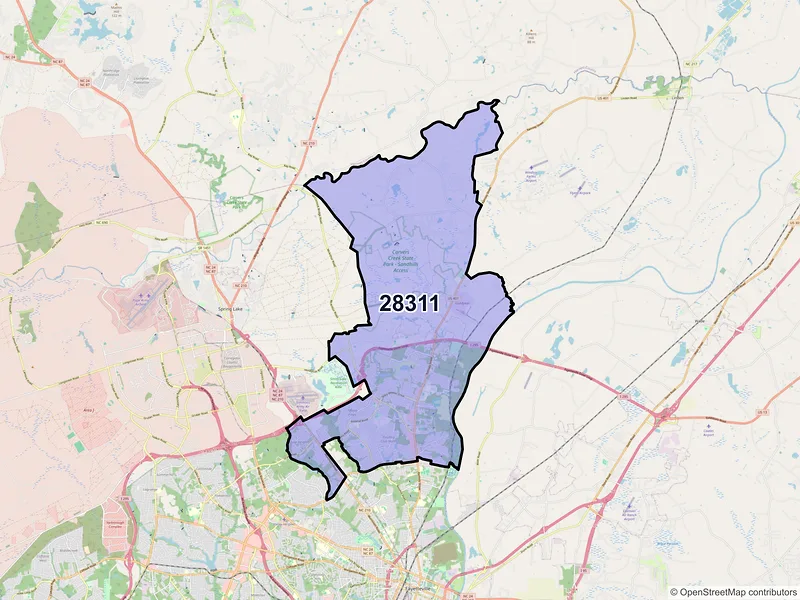 Map of ZIP Code 28311 — Fayetteville, NC