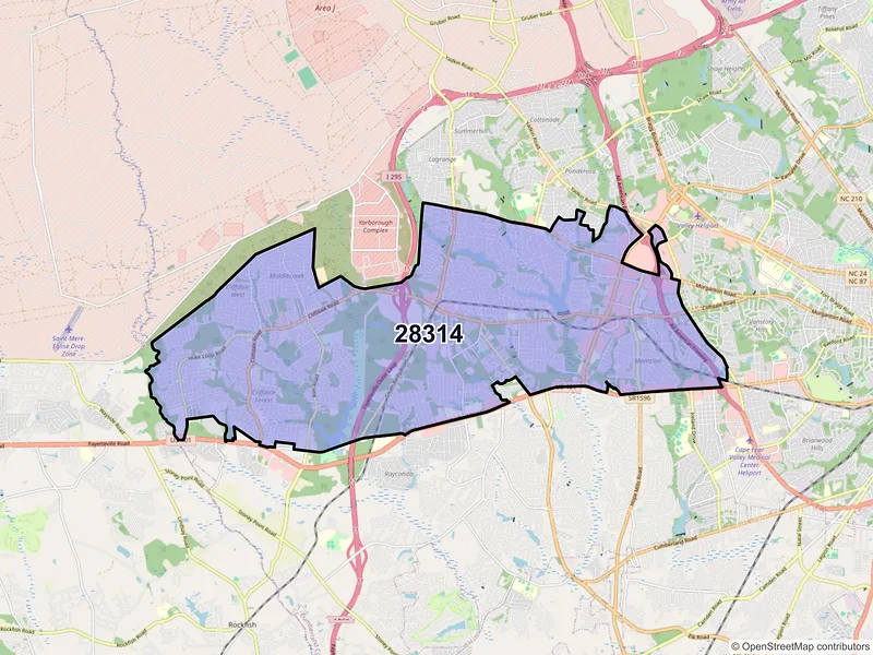 Map of ZIP Code 28314 — Fayetteville, NC