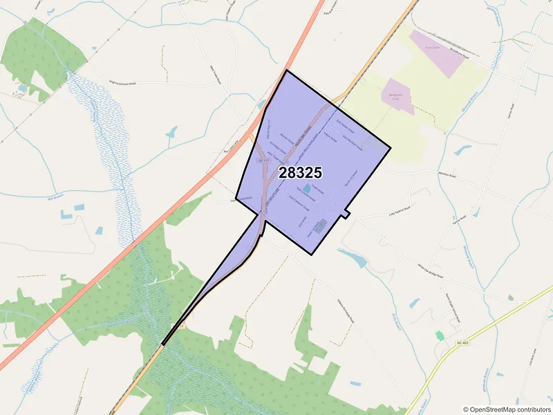 Map of Calypso, North Carolina and ZIP codes
