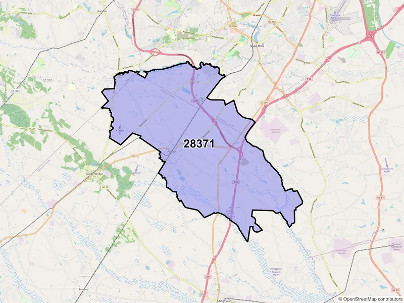 Map of ZIP Code 28371 — Parkton, NC