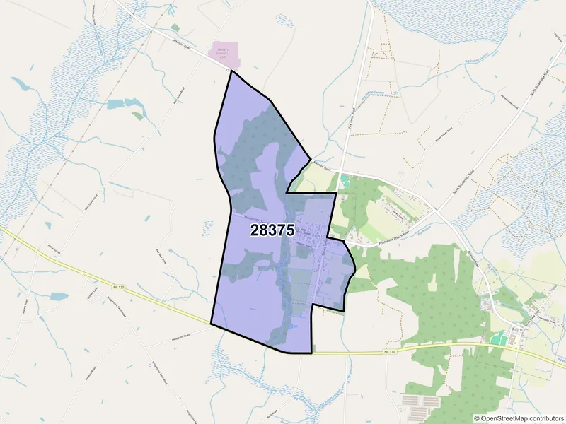 Map of Proctorville, North Carolina and ZIP codes