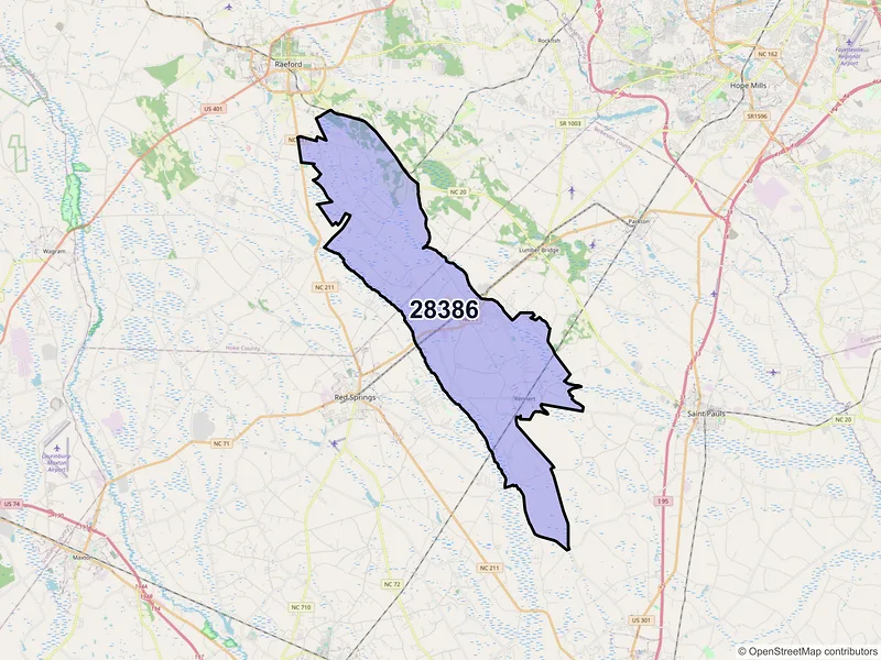 Map of Shannon, North Carolina and ZIP codes