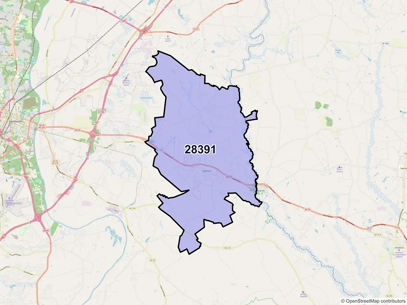 Map of Stedman, North Carolina and ZIP codes