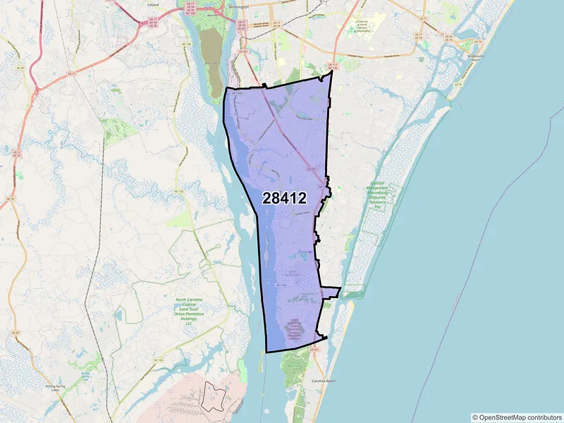 Map of ZIP Code 28412 — Wilmington, NC