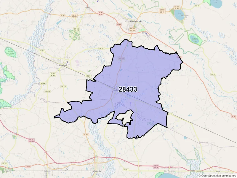 Map of Clarkton, North Carolina and ZIP codes