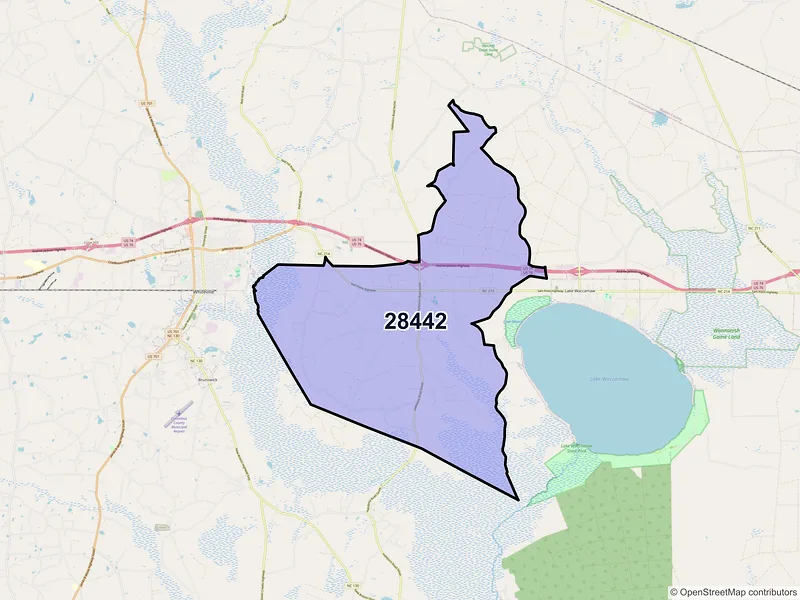 Map of Hallsboro, North Carolina and ZIP codes