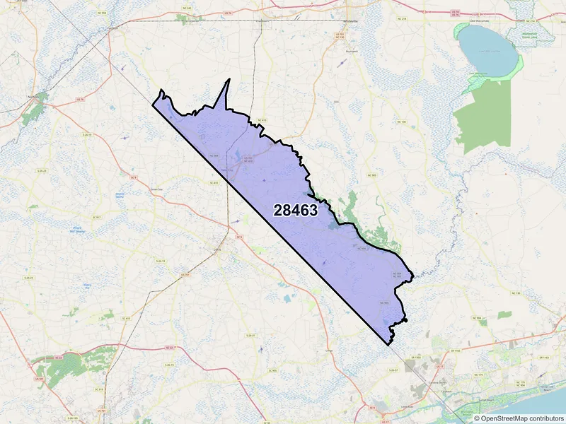 Map of ZIP Code 28463 — Tabor City, NC