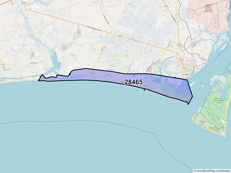 Map of ZIP Code 28465 — Oak Island, NC