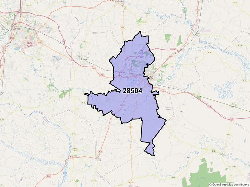 Map of ZIP Code 28504 — Kinston, NC