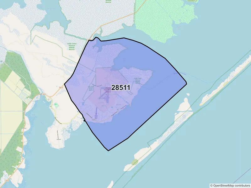 Map of ZIP Code 28511 — Atlantic, NC