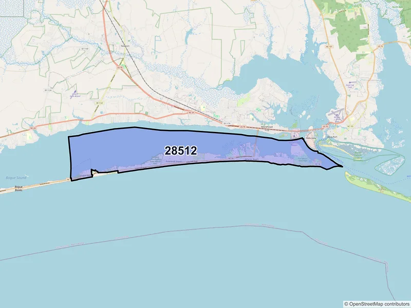 Map of ZIP Code 28512 — Atlantic Beach, NC