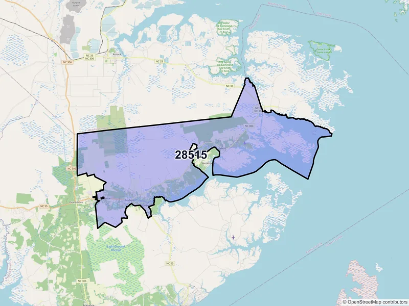 Map of Bayboro, North Carolina and ZIP codes