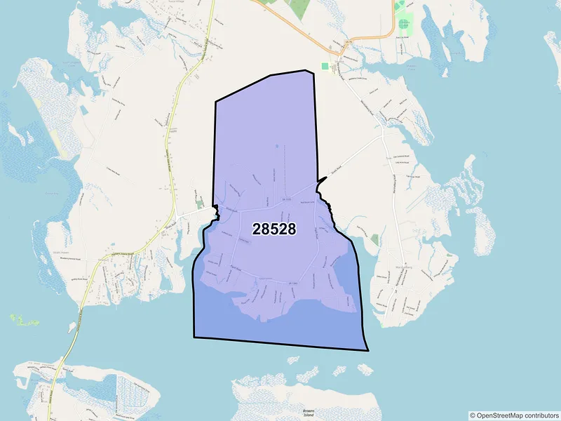 Map of ZIP Code 28528 — Gloucester, NC