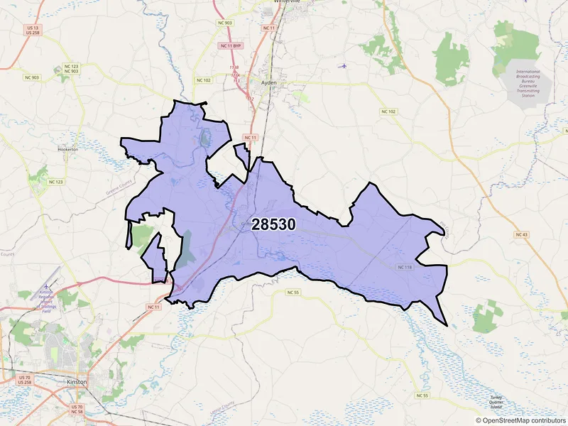 Map of ZIP Code 28530 — Grifton, NC