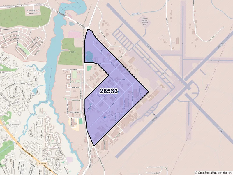 Map of Cherry Point, North Carolina and ZIP codes
