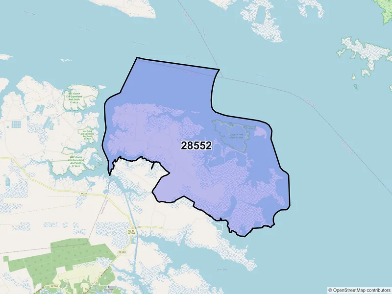 Map of ZIP Code 28552 — Lowland, NC
