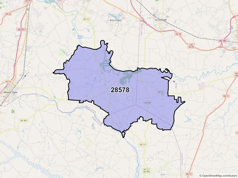 Map of Seven Springs, North Carolina and ZIP codes