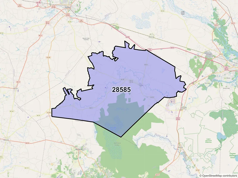 Map of ZIP Code 28585 — Trenton, NC