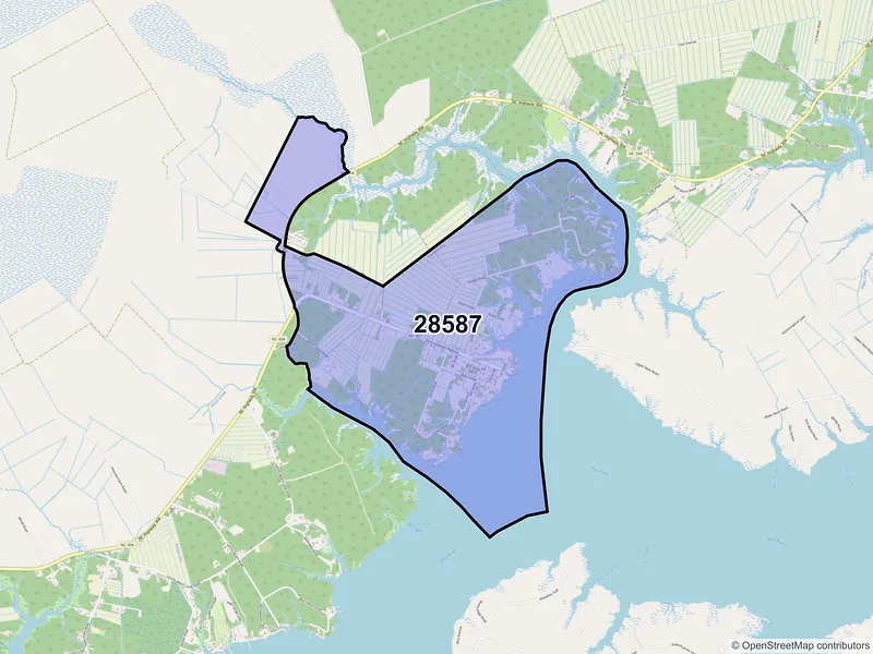 Map of ZIP Code 28587 — Vandemere, NC