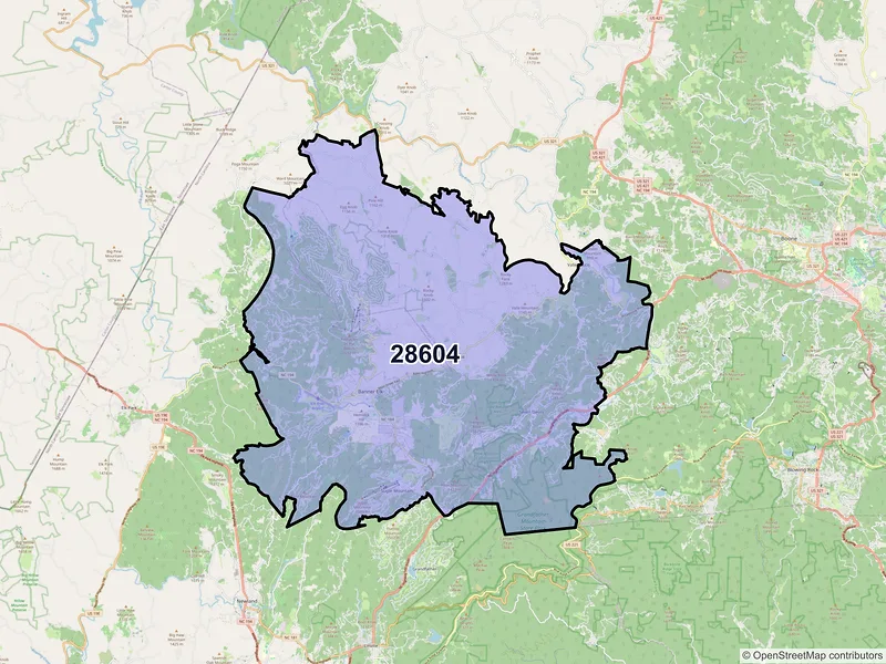 Map of ZIP Code 28604 — Banner Elk, NC