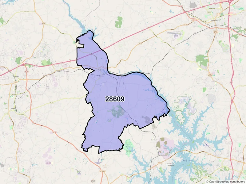 Map of ZIP Code 28609 — Catawba, NC