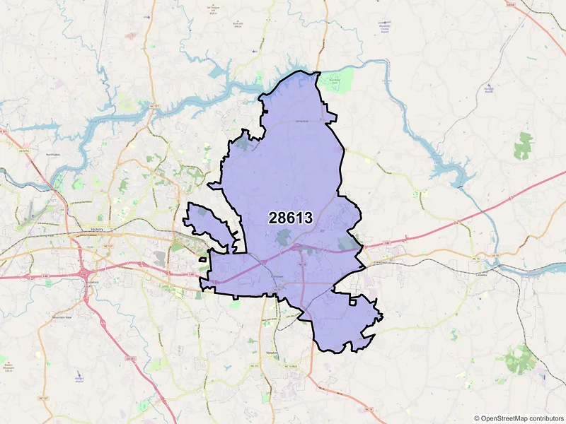 Map of ZIP Code 28613 — Conover, NC