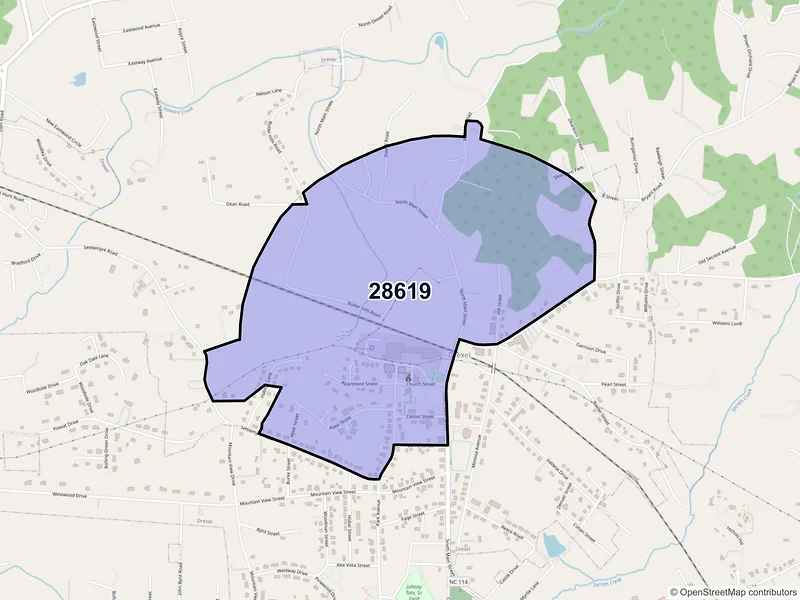 Map of Drexel, North Carolina and ZIP codes