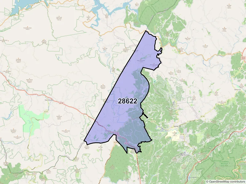 Map of ZIP Code 28622 — Elk Park, NC