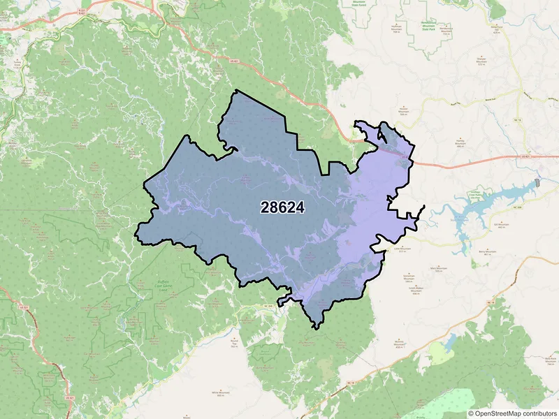 Map of ZIP Code 28624 — Ferguson, NC