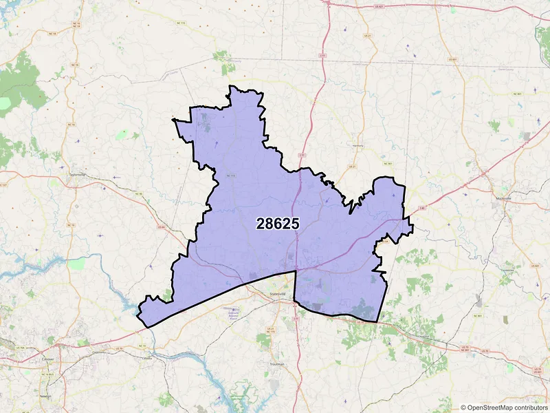 Map of ZIP Code 28625 — Statesville, NC
