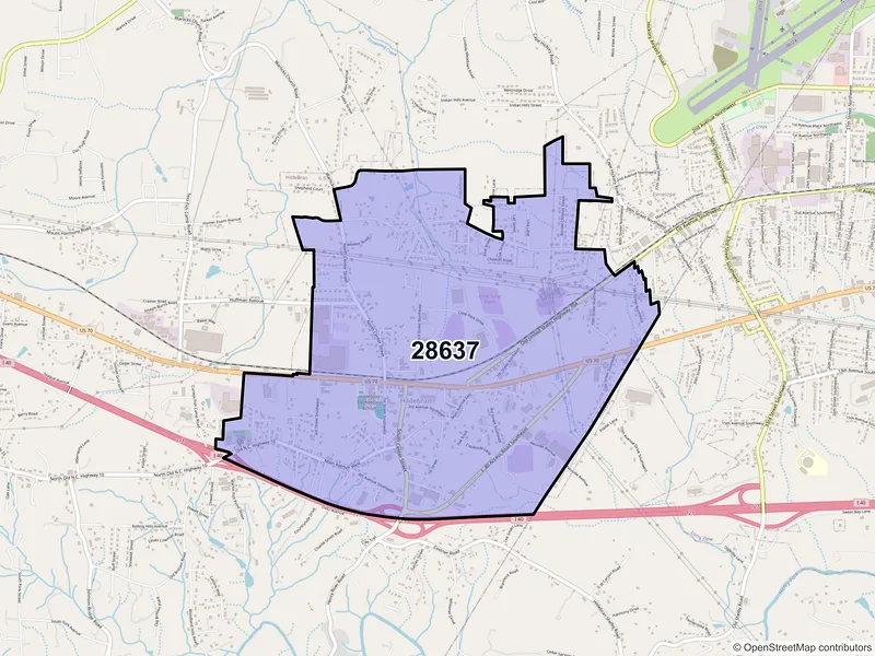 Map of ZIP Code 28637 — Hildebran, NC