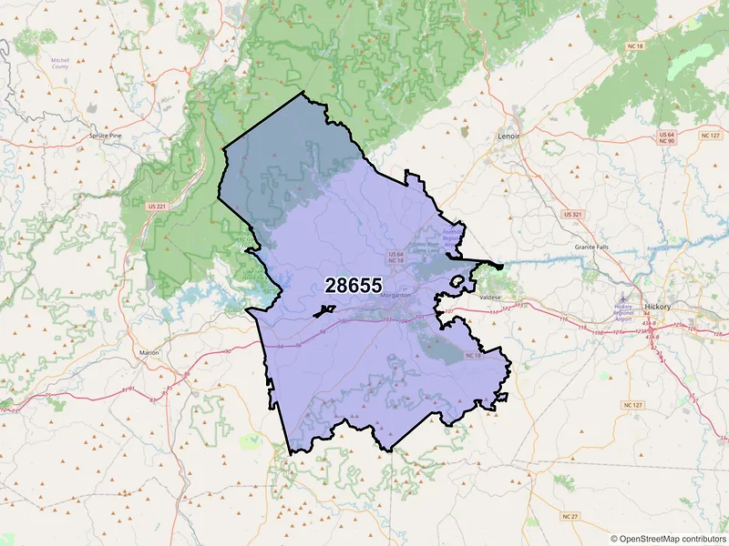 Map of ZIP Code 28655 — Morganton, NC