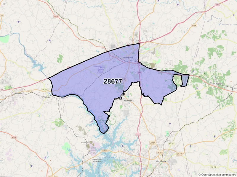 Map of ZIP Code 28677 — Statesville, NC