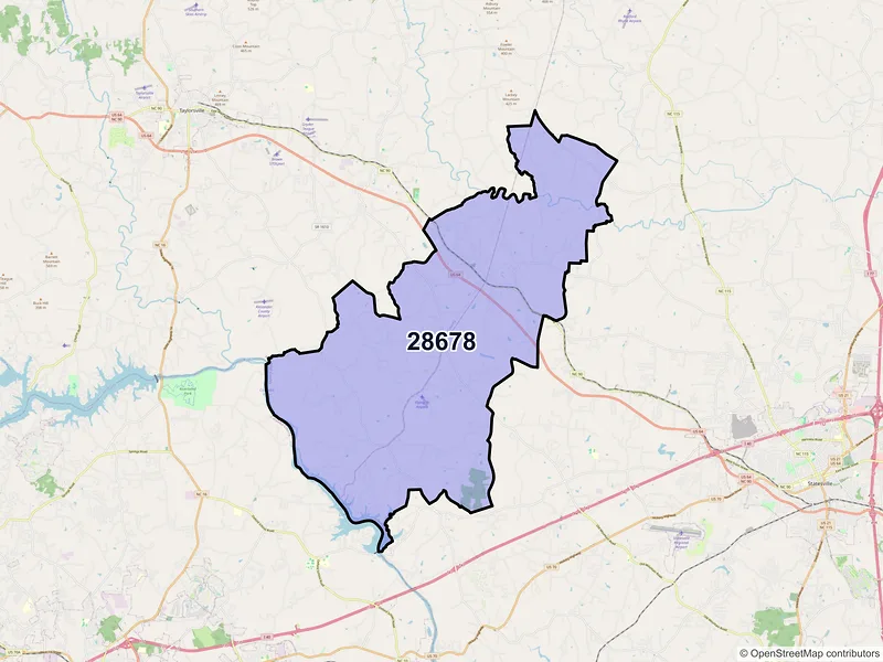 Map of ZIP Code 28678 — Stony Point, NC