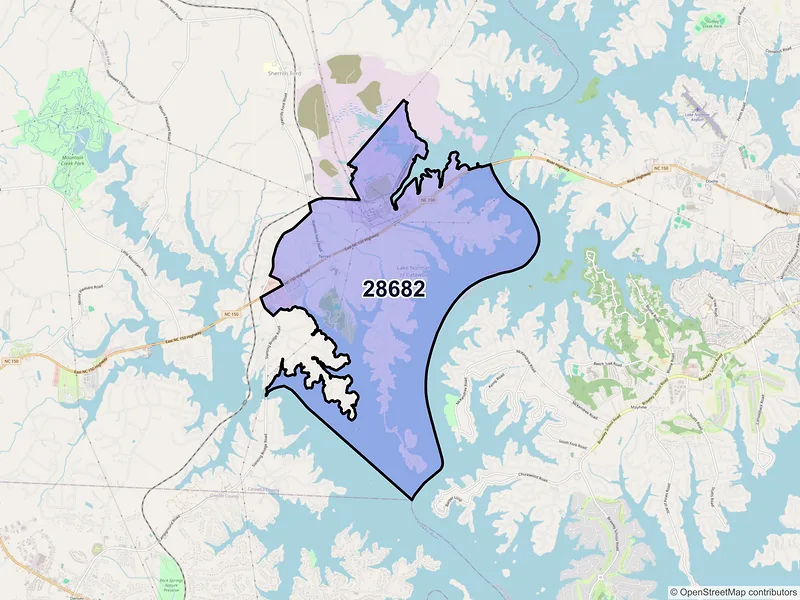 Map of ZIP Code 28682 — Terrell, NC