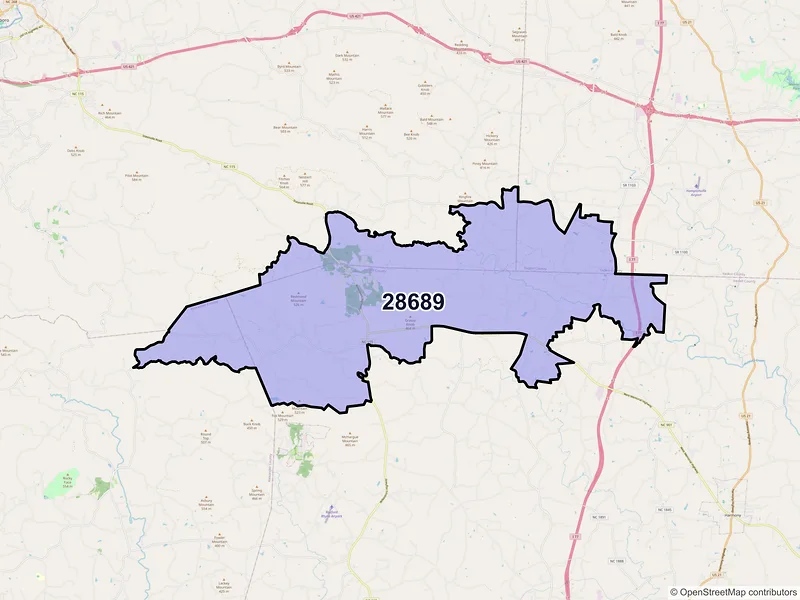 Map of ZIP Code 28689 — Union Grove, NC