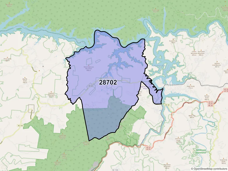 Map of ZIP Code 28702 — Almond, NC