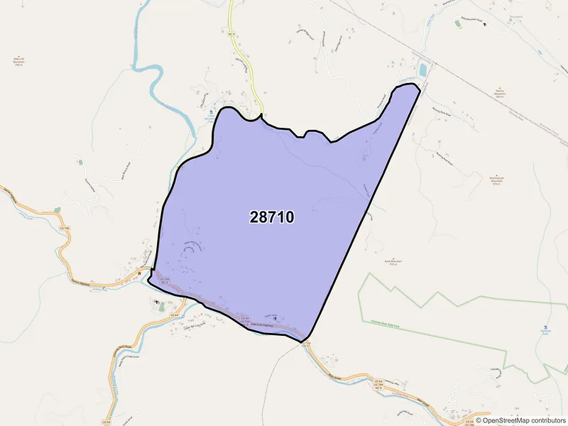 Map of Bat Cave, North Carolina and ZIP codes